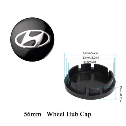 Hyundai sort centerkapsler 4 stk