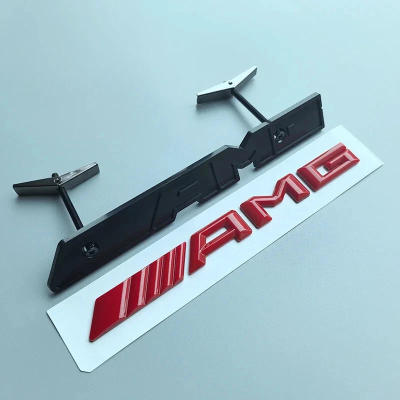 Rød AMG Frontgrill Emblem til Mercedes
