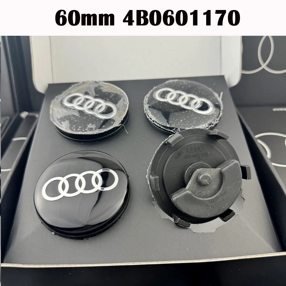 Audi Roterende Centerkapsler – Sort/Chrome Logo | Flere størrelser - Sæt med 4 stk.