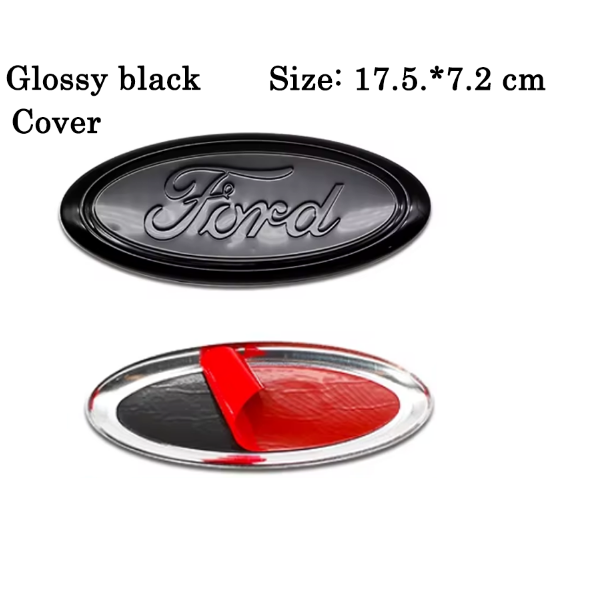 Ford Front-/Bagklap Emblem – Blank Sort (flere størrelser) - Covered