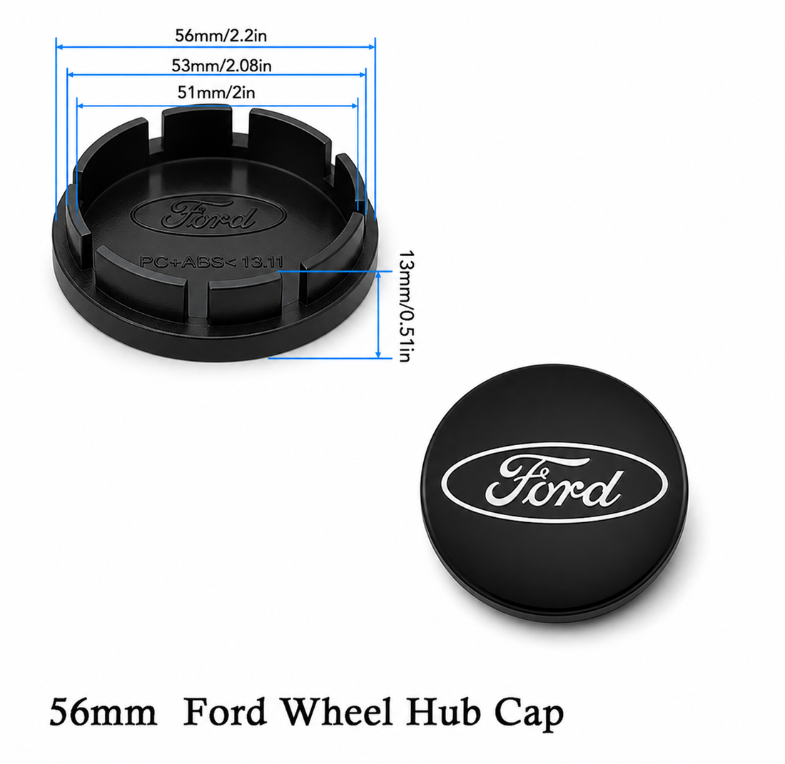 Ford sort centerkapsler 4 stk