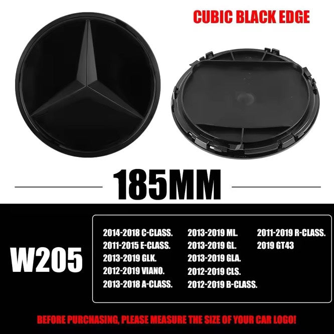 Mercedes W205 3D sort logo 18.5 CM