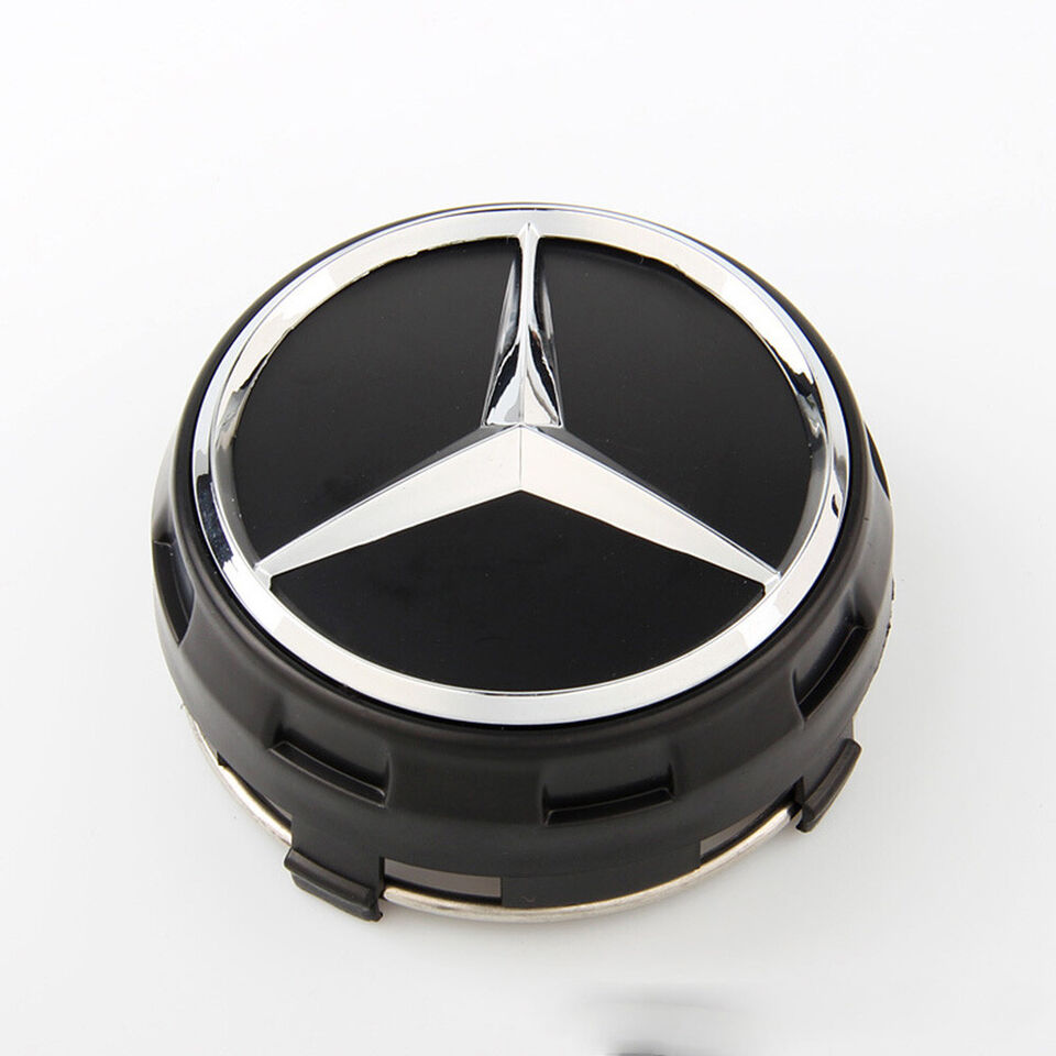 Sorte Mercedes centerkapsler - 4 stk