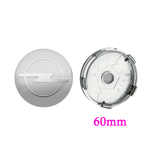 Opel sølv centerkapsler 4 stk