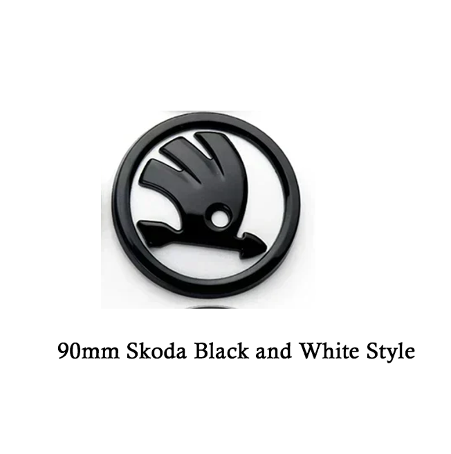 Skoda hvid-sort emblem 80mm, 90mm