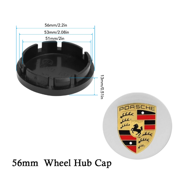 Porsche Centerkapsler i Sølv & Guld - 4 stk