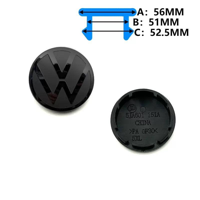 VW Centerkapsler Sort Blank 56 mm – 4 stk.