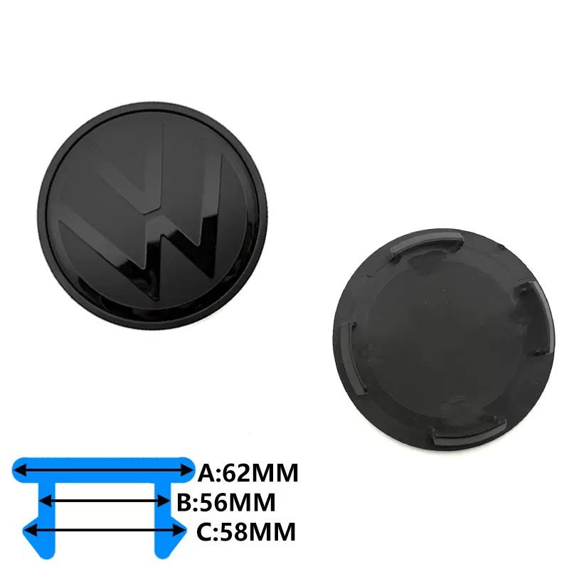 VW Centerkapsel Sort Blank 62 mm – 4 stk.