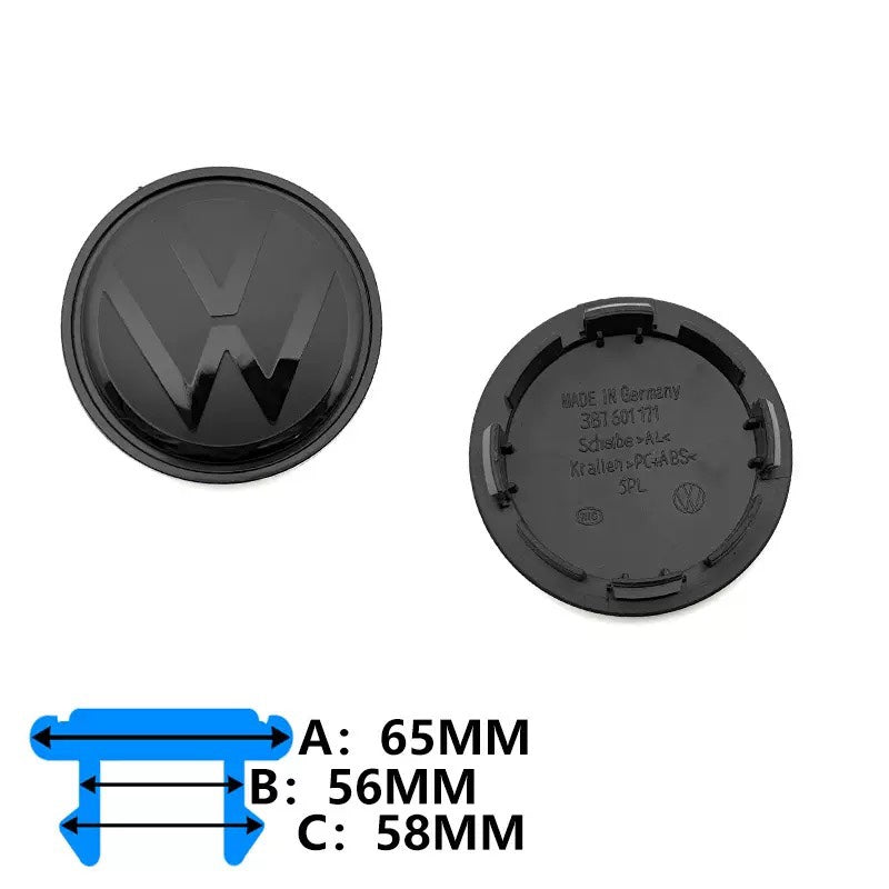 VW Centerkapsel Sort Blank 65 mm – 4 stk.