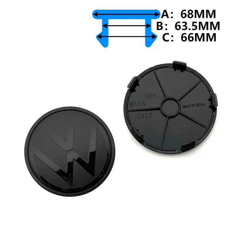 VW Centerkapsler Blank Sort – 68 mm – 4 stk.
