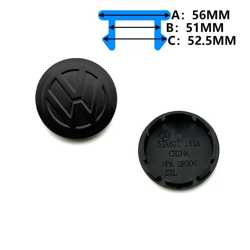 VW Centerkapsel Mat Sort – Original Style | Flere Størrelser - 4 stk.
