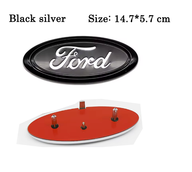 Ford Sort/Sølv Emblem – Vælg mellem 6 størrelser
