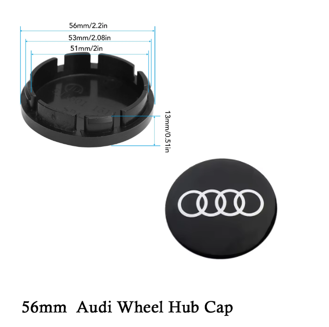 Audi sort centerkapsler 56mm 4 stk