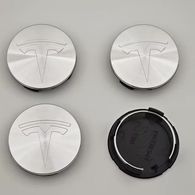 Chrome Tesla centerkapsler — 4 stk. (57 mm)