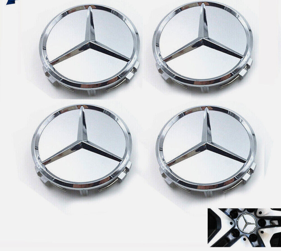 4 stk Chrome Mercedes Centerkapsler