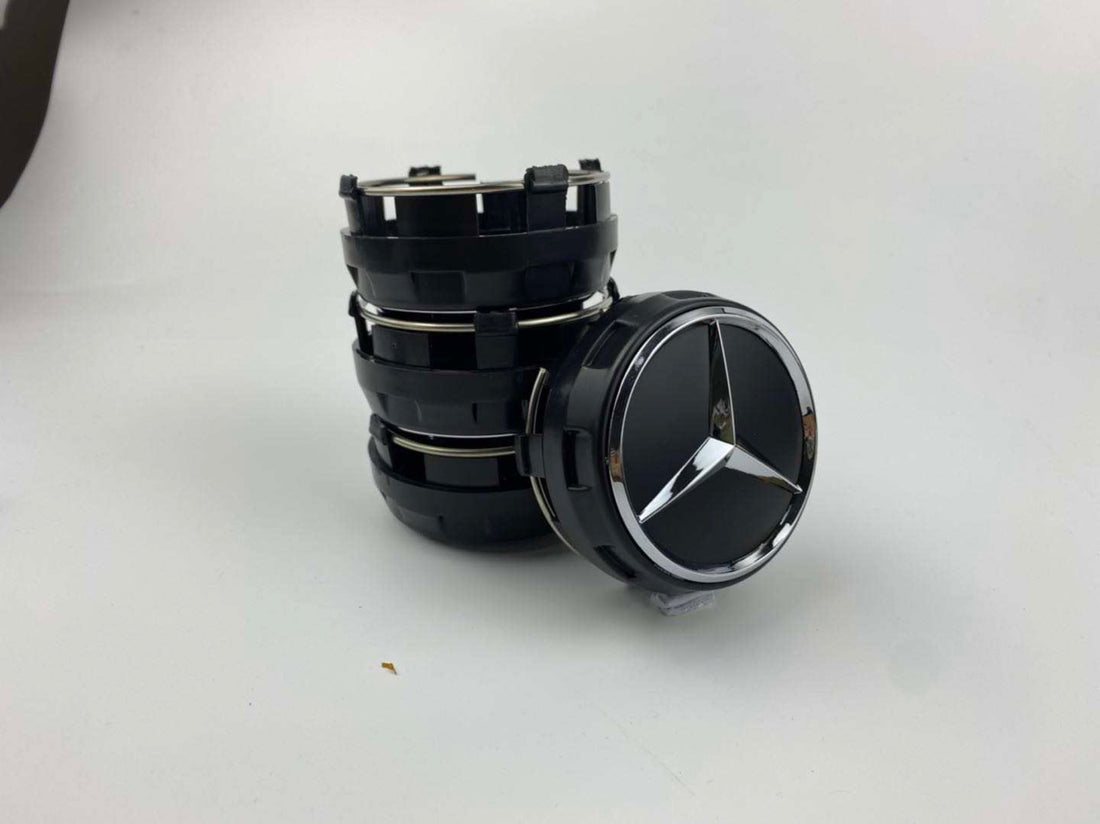 Sorte Mercedes centerkapsler - 4 stk