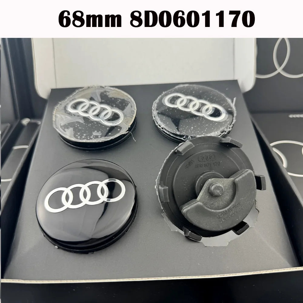 Audi Roterende Centerkapsler – Sort/Chrome Logo | Flere størrelser - Sæt med 4 stk.