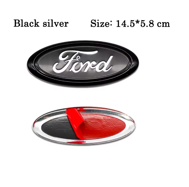 Ford Front-/Bagklap Emblem – Sort/Sølv (flere størrelser) - Covered