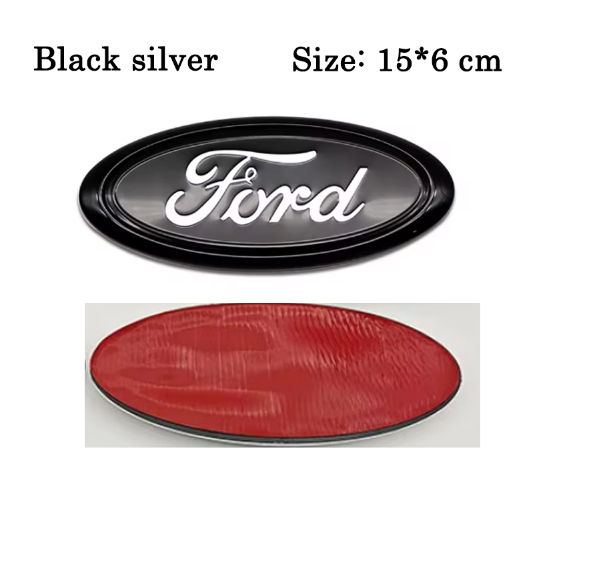 Ford Emblem Sort/Sølv - Flere størrelser
