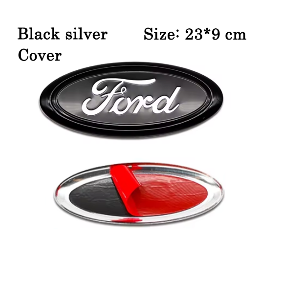 Ford Front-/Bagklap Emblem – Sort/Sølv (flere størrelser) - Covered