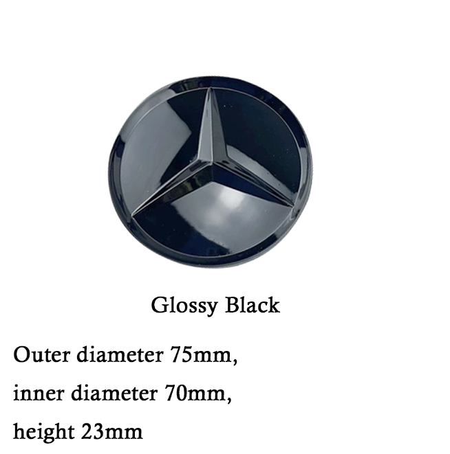 Blank sorte Mercedes centerkapsler 4 stk