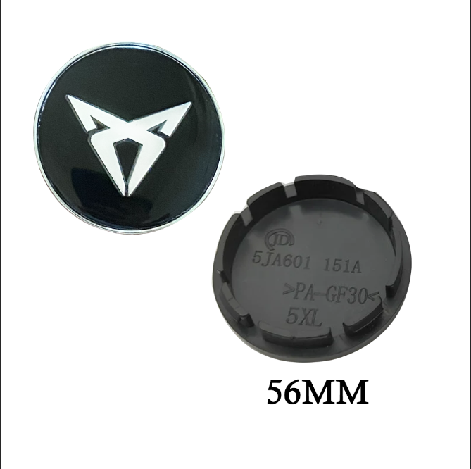 Cupra sort-sølv centerkapsler 4 stk