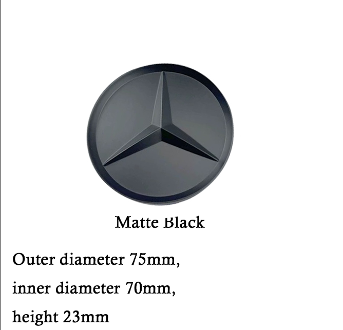 Mat sorte Mercedes centerkapsler 4 stk