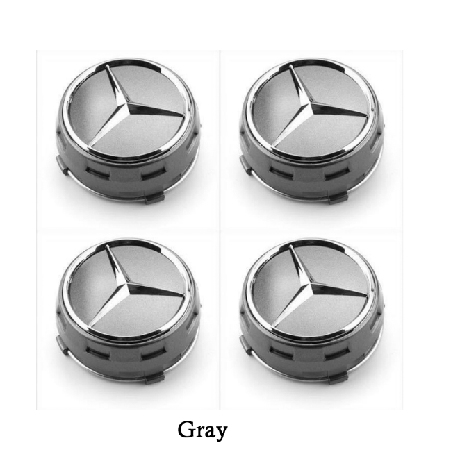 Grå Mercedes centerkapsler 75mm - 4 stk