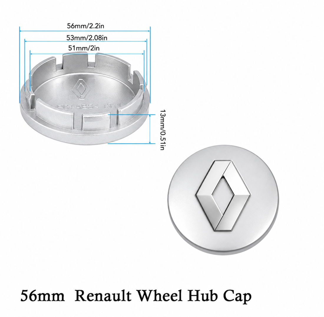 Renault sølv centerkapsler 4 stk