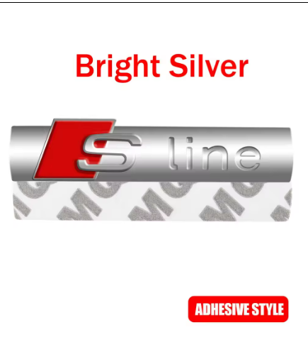 Audi S-line Logo Emblem – Blank Sølv