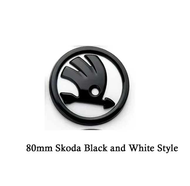 Skoda hvid-sort emblem 80mm, 90mm