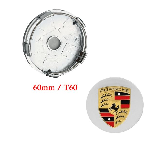 Porsche Centerkapsler i Sølv &amp; Guld - 4 stk