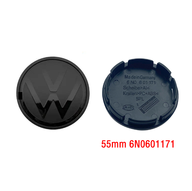 VW Centerkapsel Sort Blank 55mm – 4 stk.