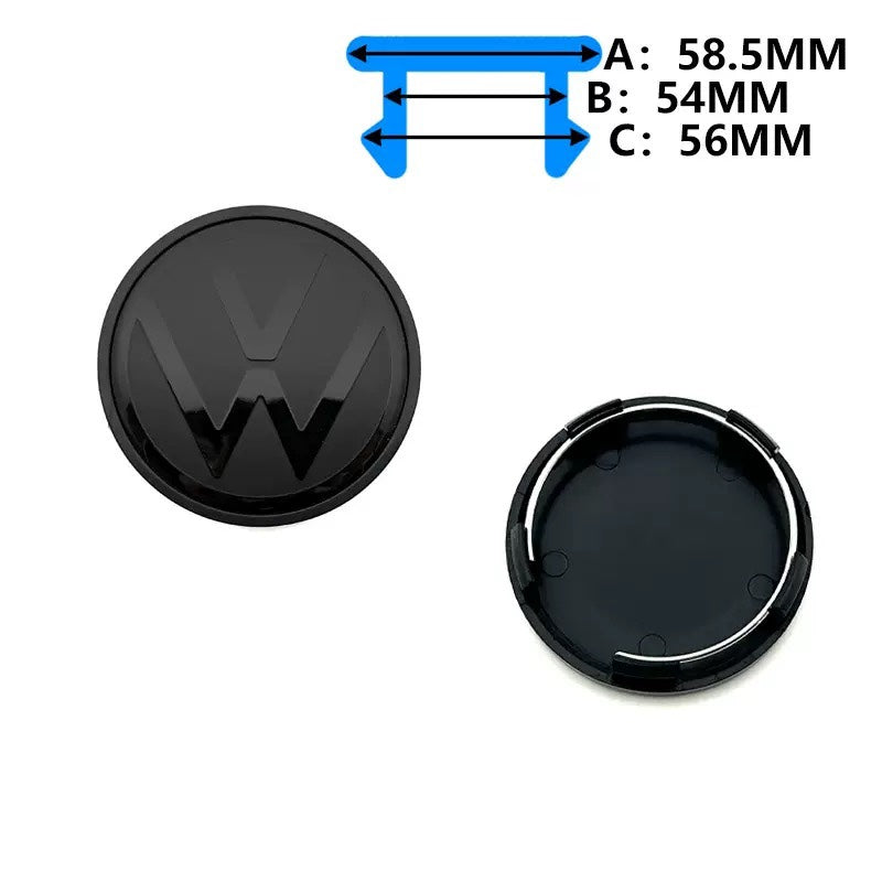 VW Centerkapsler Sort Blank 58,5 mm – 4 stk.