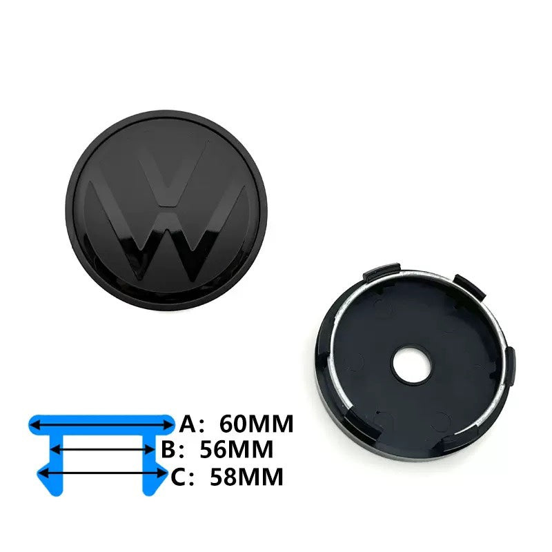 VW Centerkapsler Sort Blank 60 mm – 4 stk.