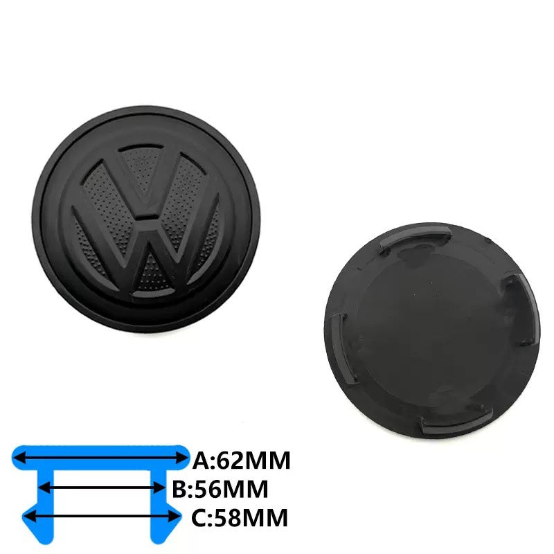 VW Centerkapsel Mat Sort – Original Style | Flere Størrelser - 4 stk.